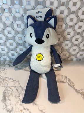 TUFF Toys Blue Fox Dog Toy Plush Squeaky Durable Pet Chew Play Toy 12”